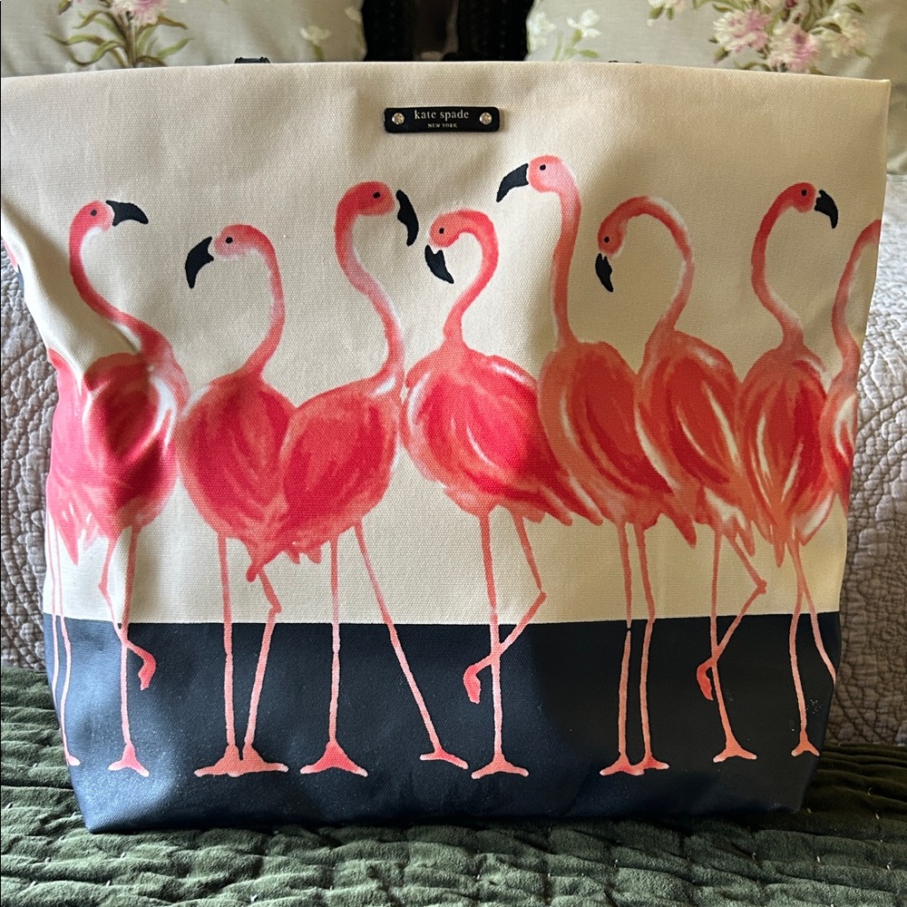 Kate Spade Pink Flamingo Canvas Tote